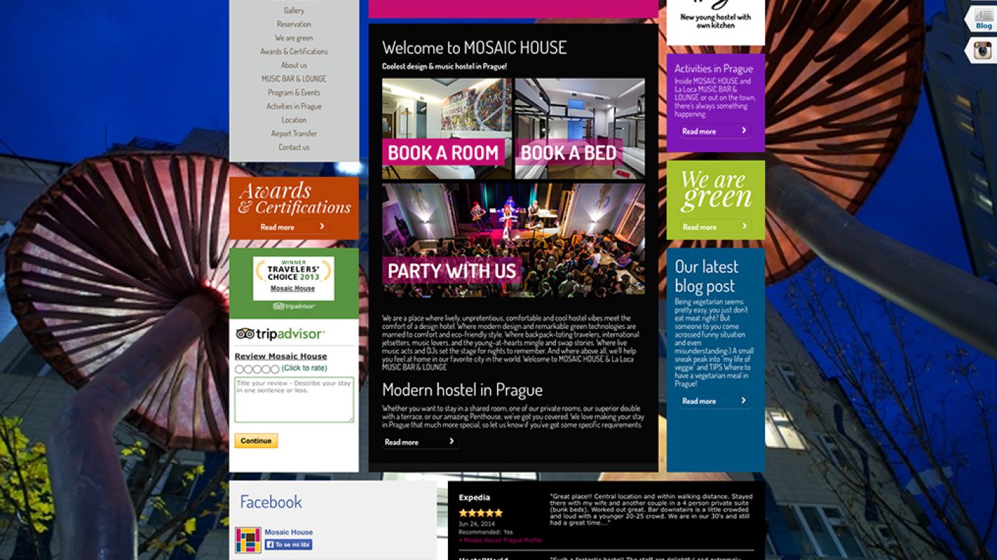 Mosaic House — New Website for a Vibrant Eco-Friendly Design and Music Hostel in Prague photo
